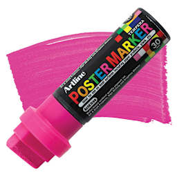 Artline Poster Markers - 30 mm Tip, Fluorescent Pink marker and swatch
