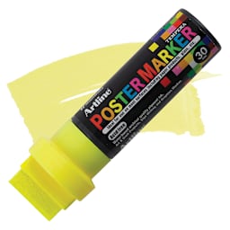 Artline Poster Markers - 30 mm Tip, Fluorescent Yellow marker and swatch