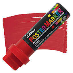 Artline Poster Markers - 30 mm Tip, Red marker and swatch