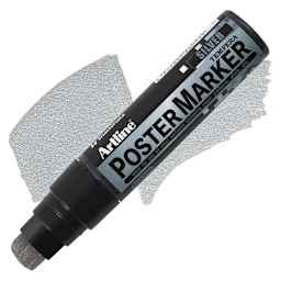 Artline Poster Markers - Metallic Silver, 12 mm marker and swatch