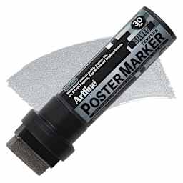 Artline Poster Markers - Metallic Silver, 30 mm marker and swatch