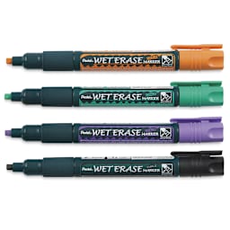 Pentel Wet Erase Chalk Markers - Set of 4 Secondary Color Chisel Point Markers open horizontally