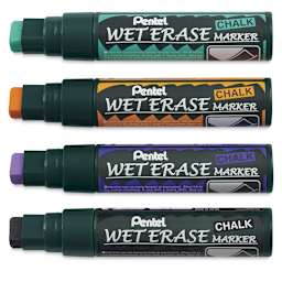 Pentel Wet Erase Chalk Markers - Set of 4 Secondary Color Jumbo Point Markers open horizontally