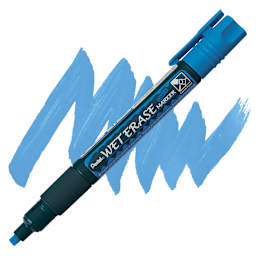 Pentel Wet Erase Chalk Markers - Chisel Point, Blue marker and swatch