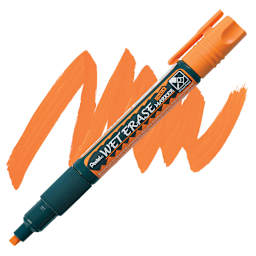 Pentel Wet Erase Chalk Markers - Chisel Point, Oragne marker and swatch