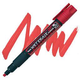 Pentel Wet Erase Chalk Markers - Chisel Point, Red marker and swatch