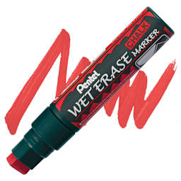 Pentel Wet Erase Chalk Markers, Jumbo Point, Red marker and swatch