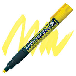 Pentel Wet Erase Chalk Markers - Chisel Point, Yellow marker and swatch