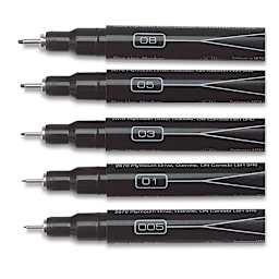 Prismacolor Premier Illustration - Black, Set of 5 Fine Line Assorted Tips