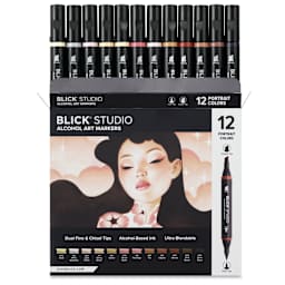 Blick Studio Double-Ended Alcohol Art Markers - Portrait Colors, Set of 12, front of packaging