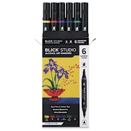 Blick Studio Double-Ended Alcohol Art Markers - Assorted Colors, Set of 6, front of packaging