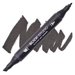 Blick Studio Alcohol Art Marker - 052 Warm Black, swatch and marker