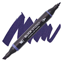 Blick Studio Alcohol Art Marker - 073 Deep Space Blue, swatch and marker