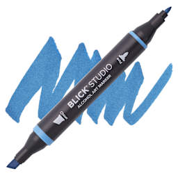 Blick Studio Alcohol Art Marker - 039 True Blue, swatch and marker