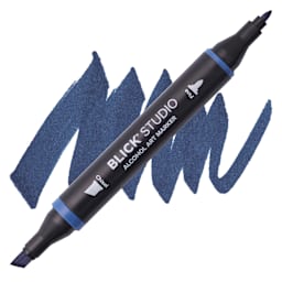 Blick Studio Alcohol Art Marker - 074 Ink Blue, swatch and marker