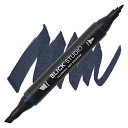 Blick Studio Alcohol Art Marker - 554 Midnight Blue, swatch and marker