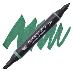 Blick Studio Alcohol Art Marker - 049 Emerald Green, swatch and marker