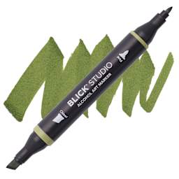 Blick Studio Alcohol Art Marker - 070 Olive, swatch and marker