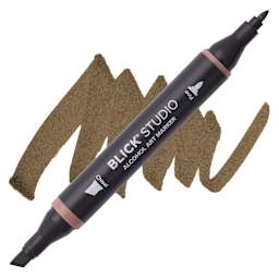 Blick Studio Alcohol Art Marker - 002 Dark Brown, swatch and marker