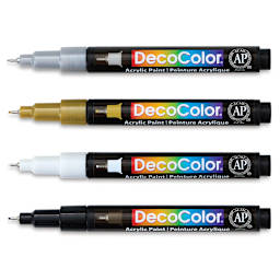 Decocolor Acrylic Paint Markers - Basic Colors, Set of 4, Extra Fine (set contents)