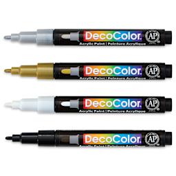 Decocolor Acrylic Paint Markers - Basic Colors, Set of 4, Fine (set contents)