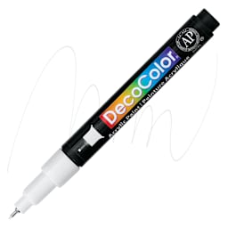 Decocolor Acrylic Paint Marker - White, Extra Fine marker and swatch