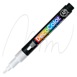 Decocolor Acrylic Paint Marker - White, Fine marker and swatch