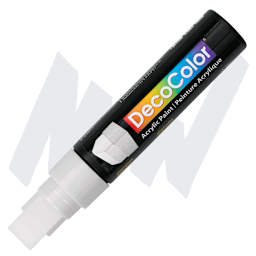 Decocolor Acrylic Paint Marker - White, Wedge marker and swatch