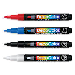 Decocolor Acrylic Paint Markers - Primary Colors, Set of 4, Fine (set contents)