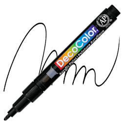 Decocolor Acrylic Paint Marker - Black, Fine marker and swatch