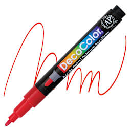 Decocolor Acrylic Paint Marker - Red, Fine marker and swatch