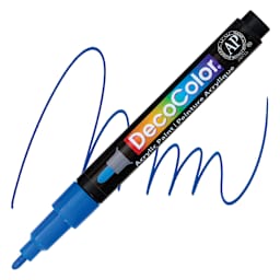 Decocolor Acrylic Paint Marker - Blue, Fine marker and swatch