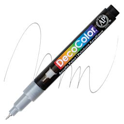 Decocolor Acrylic Paint Marker - Metallic Silver, Extra Fine marker and swatch