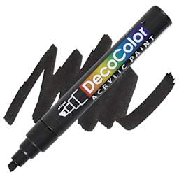Decocolor Acrylic Paint Marker - Black marker and swatch