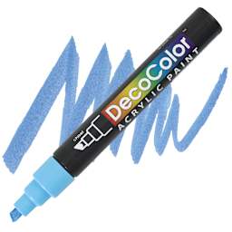 Decocolor Acrylic Paint Marker - Light Blue marker and swatch