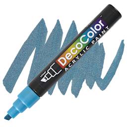 Decocolor Acrylic Paint Marker - Metallic Blue marker and swatch