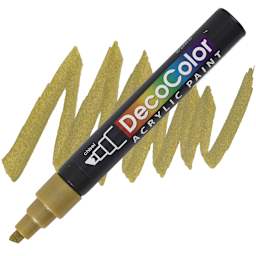 Decocolor Acrylic Paint Marker - Metallic Gold marker and swatch