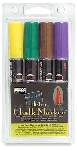 Bistro Chalk Marker Set - Front of Set D 6mm Assorted Colors Marker Set in package 