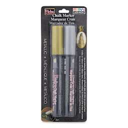 Bistro Chalk Marker Set of 2 3mm Gold and Silver Metallic Markers in package 