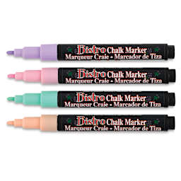 Bistro Chalk Marker Set - Set of 4 3 mm Pastel Markers shown horizontally with caps off
