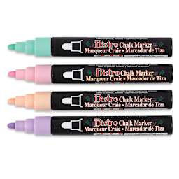 Bistro Chalk Marker Set - Set of 4 6mm Pastel Markers shown horizontally with caps off