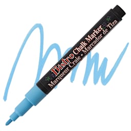 Marvy Uchida Bistro Chalk Marker  - Fluorescent Blue, 3 mm marker and swatch