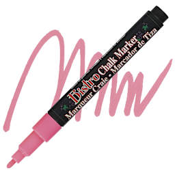 Marvy Uchida Bistro Chalk Marker - Fluorescent Red, 6 mm marker and swatch