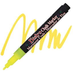 Marvy Uchida Bistro Chalk Marker - Fluorescent Yellow, 6 mm marker and swatch