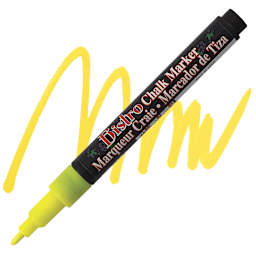Marvy Uchida Bistro Chalk Marker  - Fluorescent Yellow, 3 mm marker and swatch