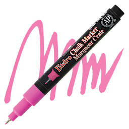 Marvy Uchida Bistro Chalk Marker - Fluorescent Pink, Extra Fine marker and swatch