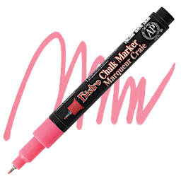 Marvy Uchida Bistro Chalk Marker - Fluorescent Red, Extra Fine marker and swatch