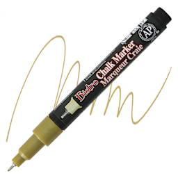 Marvy Uchida Bistro Chalk Markers - Metallic Gold, Extra Fine marker and swatch