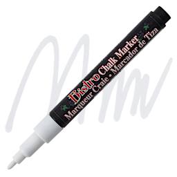 Marvy Uchida Bistro Chalk Marker  - White, 3 mm marker and swatch