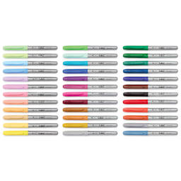 Bic Intensity Permanent Markers - Assorted Colors, Fine Tip, Set of 36, laid out with caps on